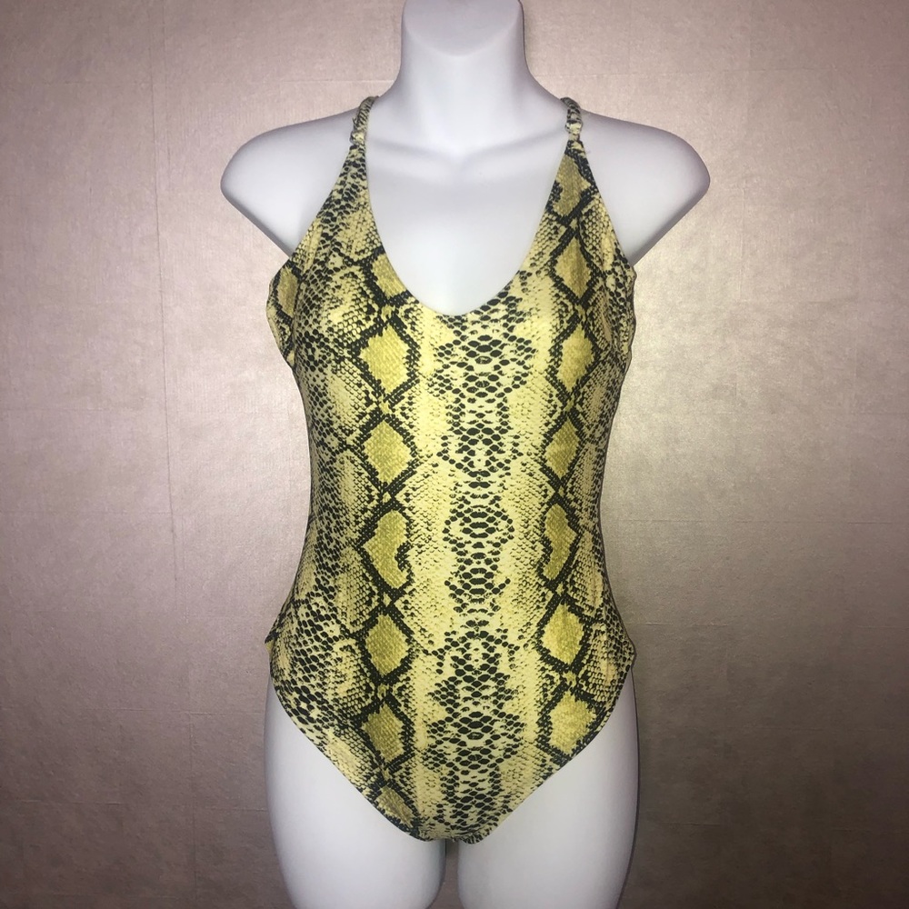 Neon Lime Snake Print Bodysuit - Picture 5 of 8